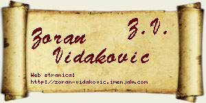Zoran Vidaković vizit kartica